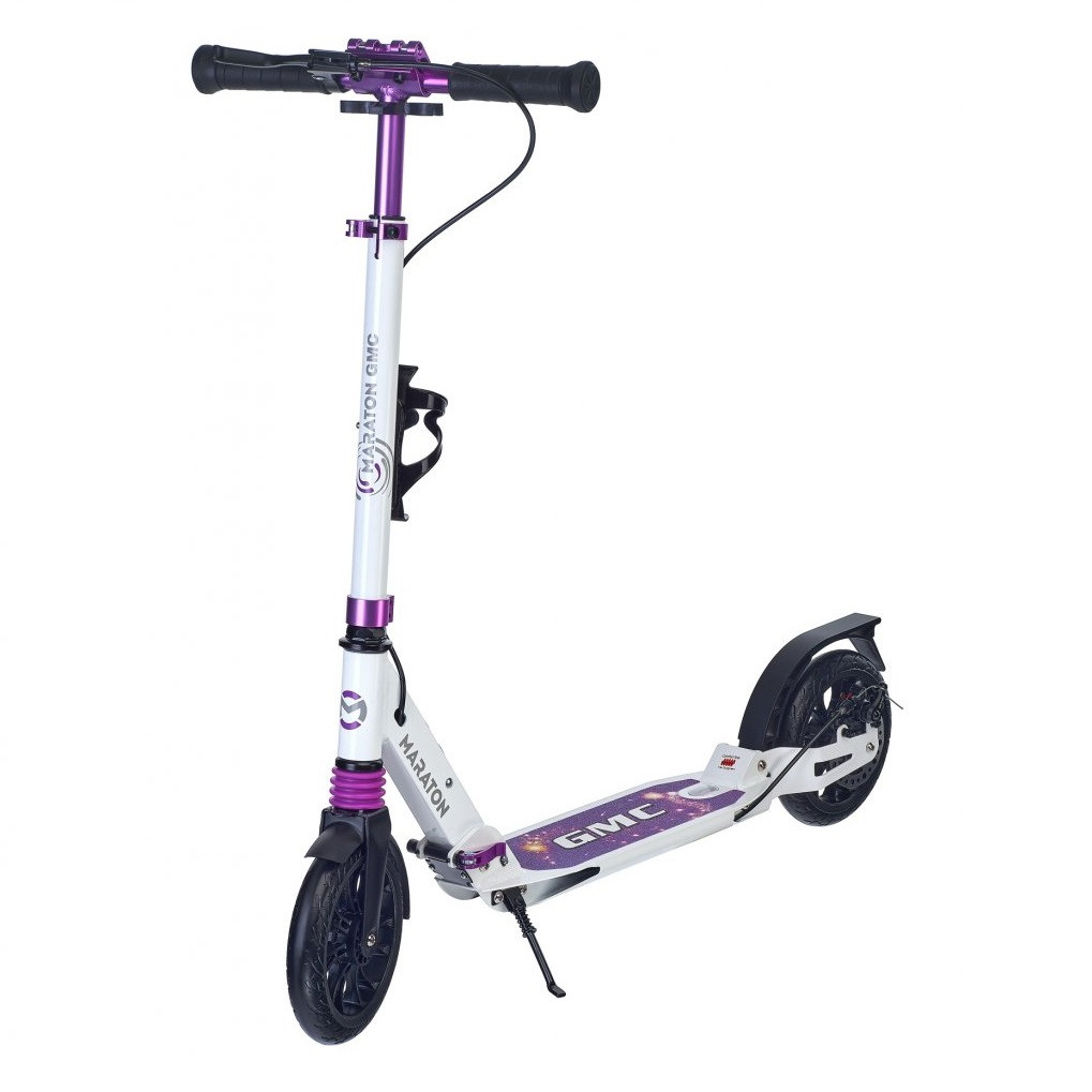 Самокат двоколісний Maraton GMC з дисковим гальмом Фіолетовий LED ліхтарик, фото 1