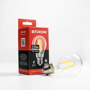 Лампа "Etron Filament Power" прозоре скло LED 1-EFP-107  A60 10Вт 3000K Е27(10)