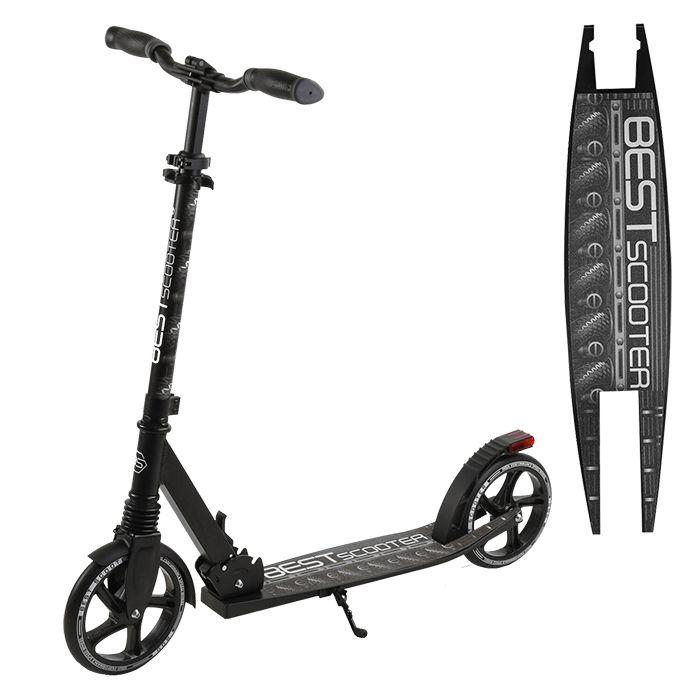 Самокат двоколісний складаний Best Scooter 65455, гальмо зі світлом, чорно-сірий