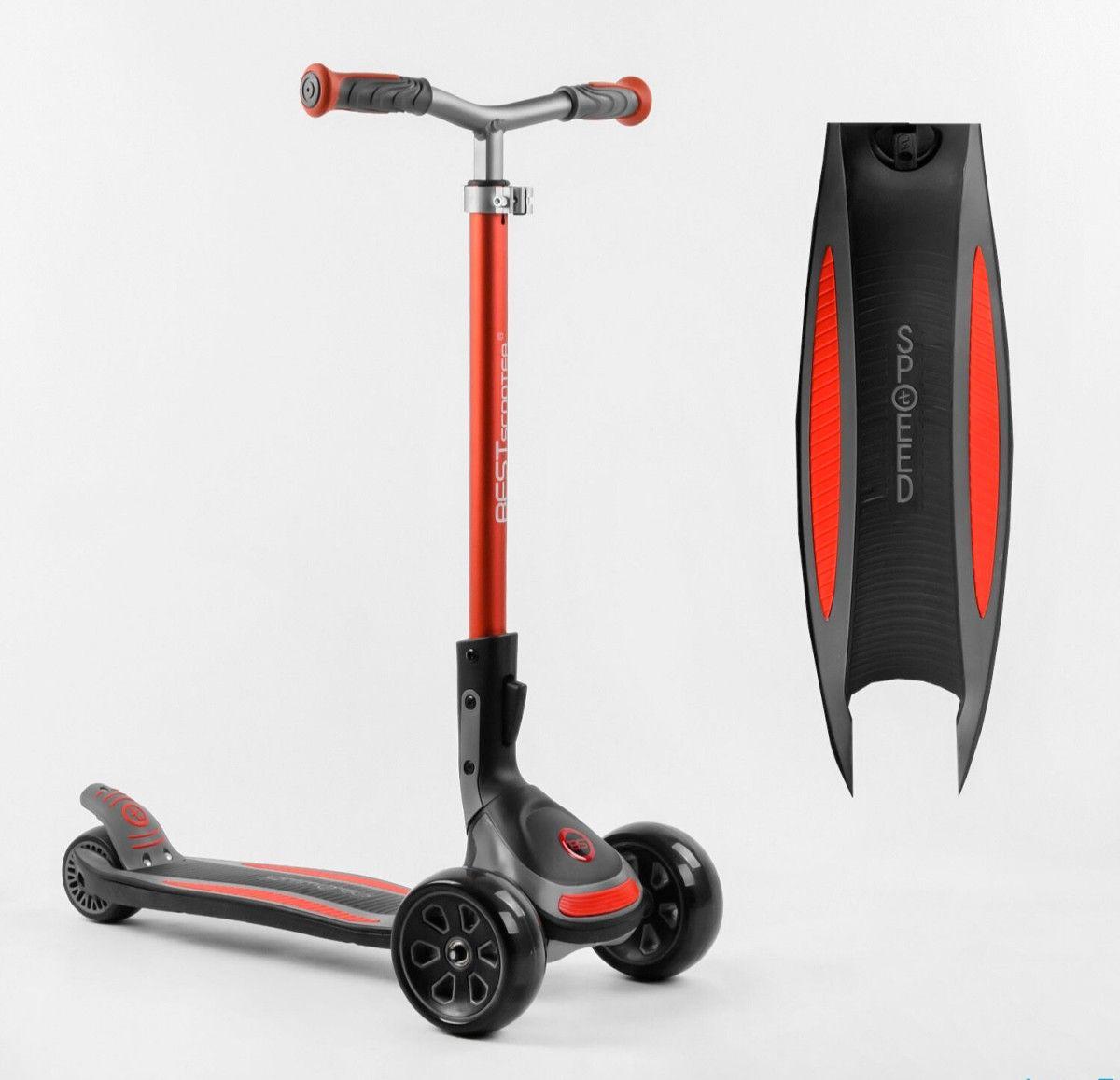 Самокат триколісний Best Scooter G-43304 MAXI, чорно-червоний, складана конструкція, передні колеса 135 мм, задні 80 мм, колеса,, фото 1