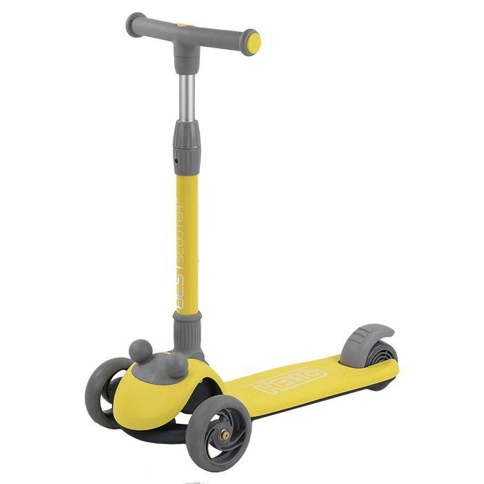 Самокат триколісний D-0449 Best Scooter, складне алюмінієве кермо, колеса PU зі світлом, Жовтий