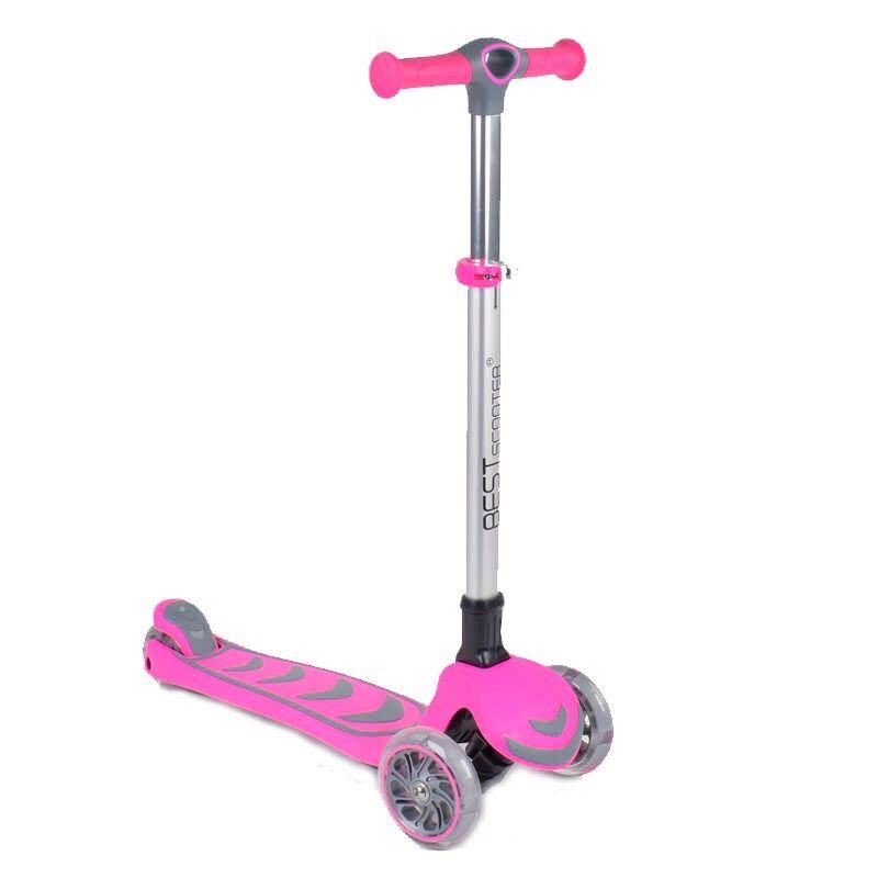 Триколісний самокат Best Scooter MAXI 57795 Рожевий, колеса, що світяться.