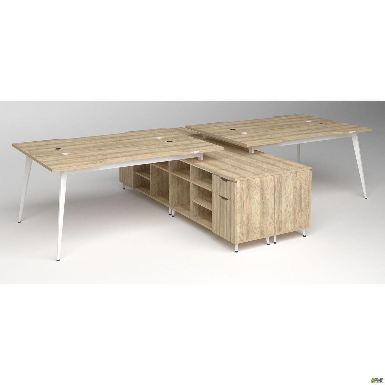 Робоча станція Delta DL-109 (3580х2400х750 мм) Блеквуд Ячмінний/Каркас білий/Опора білий беж