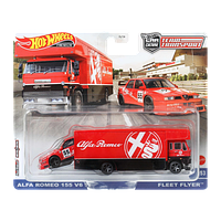 Машинка Premium Hot Wheels Alfa Romeo 155 V6 TI и Транспортер Fleet Flyer Team Transport 1:64 FLF56/HKF42 Red