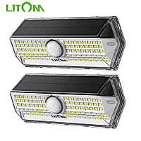 Наружные светодиодные уличные фонари LITOM, 2Pcs LITOM Outdoor Solar Lights 100, с датчиком движения,