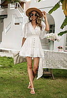 Туника платье пляжное белое с рюшами в стиле бохо М размер