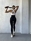Чорні жіночі спортивні лосіни високий утягуючий пояс на крючках для фітнесу Легінси для бігу танців Батал, фото 4