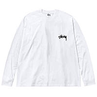 Білий лонгслів Stussy With Playing Card унісекс Стуссі Стассі