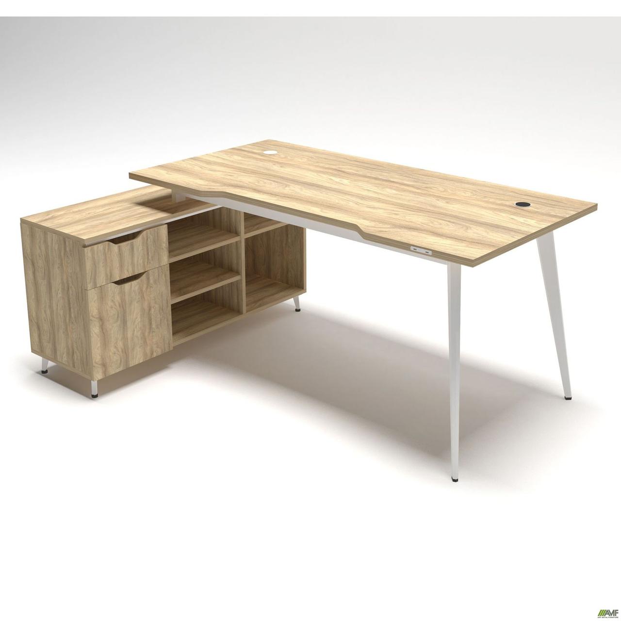 Робоче місце+USB Delta DL-100L (1790х1200х750мм) Блеквуд Ячмінний/Каркас білий/Опора білий беж, фото 1