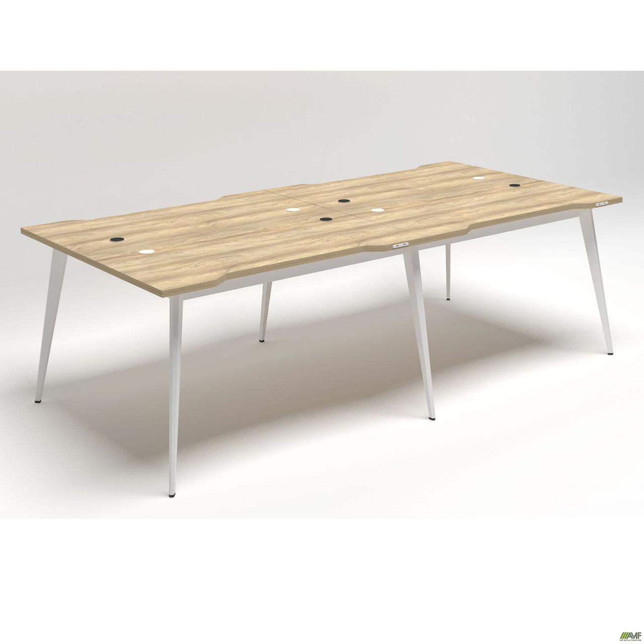 Робоча станція + USB Delta DL-104 (2380х1200х750 мм) Блеквуд Ячмінний/Каркас білий