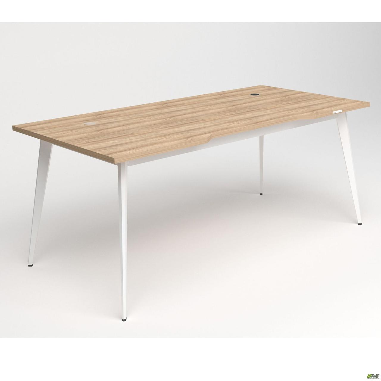 Стіл + USB Delta DL-107 (1790х900х750 мм) Блеквуд Ячмінний/Каркас білий, фото 1