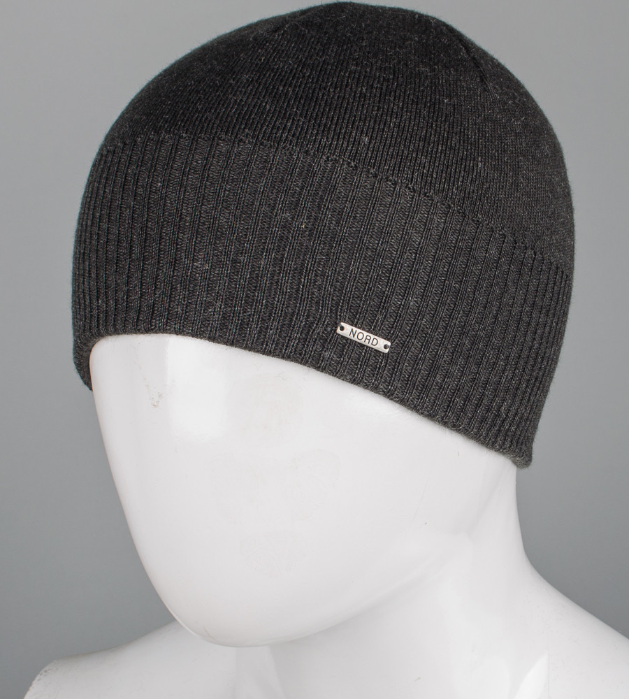 Чоловіча в'язана шапка на флісі Nord (231244), Темно-сірий, фото 1