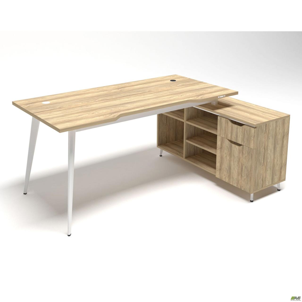 Робоче місце Delta DL-100R (1790х1200х750 мм) Блеквуд Ячмінний/Каркас білий/Опора білий беж, фото 1