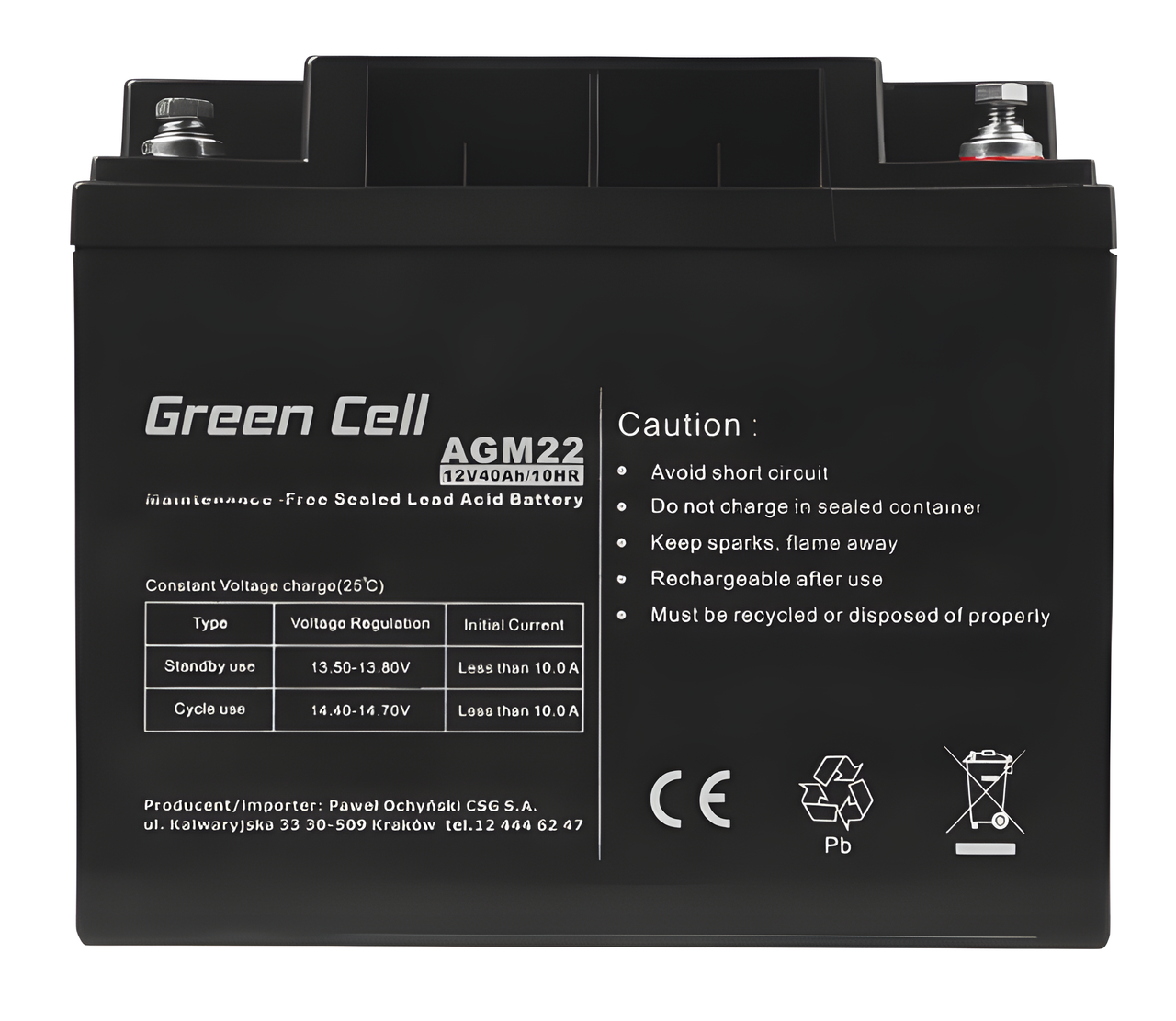 Аккумуляторы на UPS Green Cell VRLA AGM 12 V 40 Ah (AGM22) Аккумулятор для источника бесперебойного питания