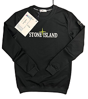 Stone Island Черный мужской свитшот Стоун Айленд Коттон свитер брендовый модный двунитка