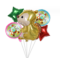 Фольгований фігурний шар Білочка, набір куль лісові звірята 5 шт