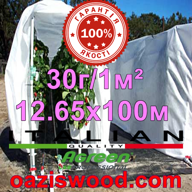 Агроволокно р-30g 12.65*100м AGREEN 4сезона біле Італійське якість