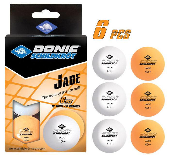 М'ячі для настільного тенісу Donic Jade Ball 40+ (6 шт.) (608509) White+Orange, фото 1