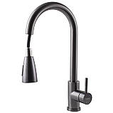 Змішувач для кухні Globus Lux ALPEN SBT1-2031-GP PVD чорний з лійкою., фото 7