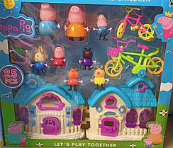 Будиночок Свинки з персонажами мультфільму (9 шт.) і велосипедами