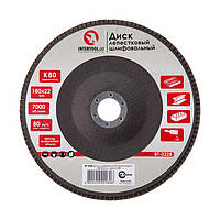 Диск шліфувальний пелюстковий 180 x 22 мм зерно K80 INTERTOOL BT-0228