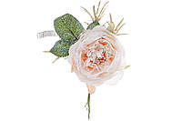 Декоративный искусственный цветок Роза 12см, цвет кремовый градиент