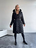 Модне жіноче пальто демісезонне стьобана осінь весна плащівка з поясом на кнопках чорне XS-S, M-L, XL-2XL