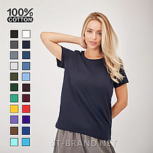 48-56. Жіночі однотонні футболки 100% Cotton, базові - темно-сині