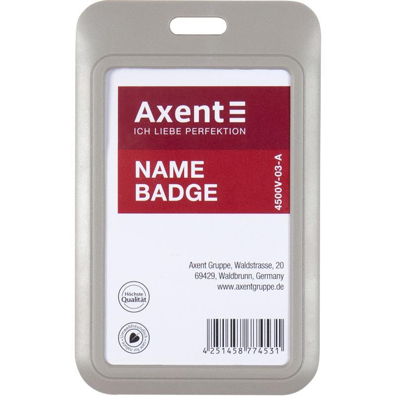 Бейдж-слайдер вертикальний теплий сірий 110х69 мм Axent 4500V-03-A, 42223, фото 1