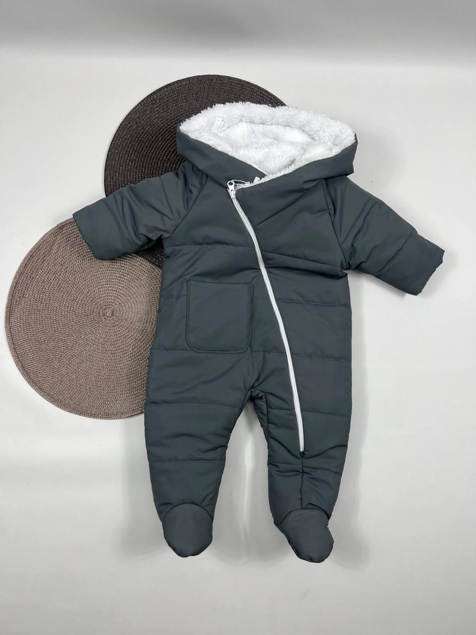 Дитячий демісезонний єврозима комбінезон с капюшоном для новонародженого розмір 62 68  см