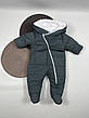 Дитячий демісезонний єврозима комбінезон с капюшоном для новонародженого розмір 62 68 см, фото 6