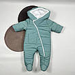 Дитячий демісезонний єврозима комбінезон с капюшоном для новонародженого розмір 62 68 см, фото 8