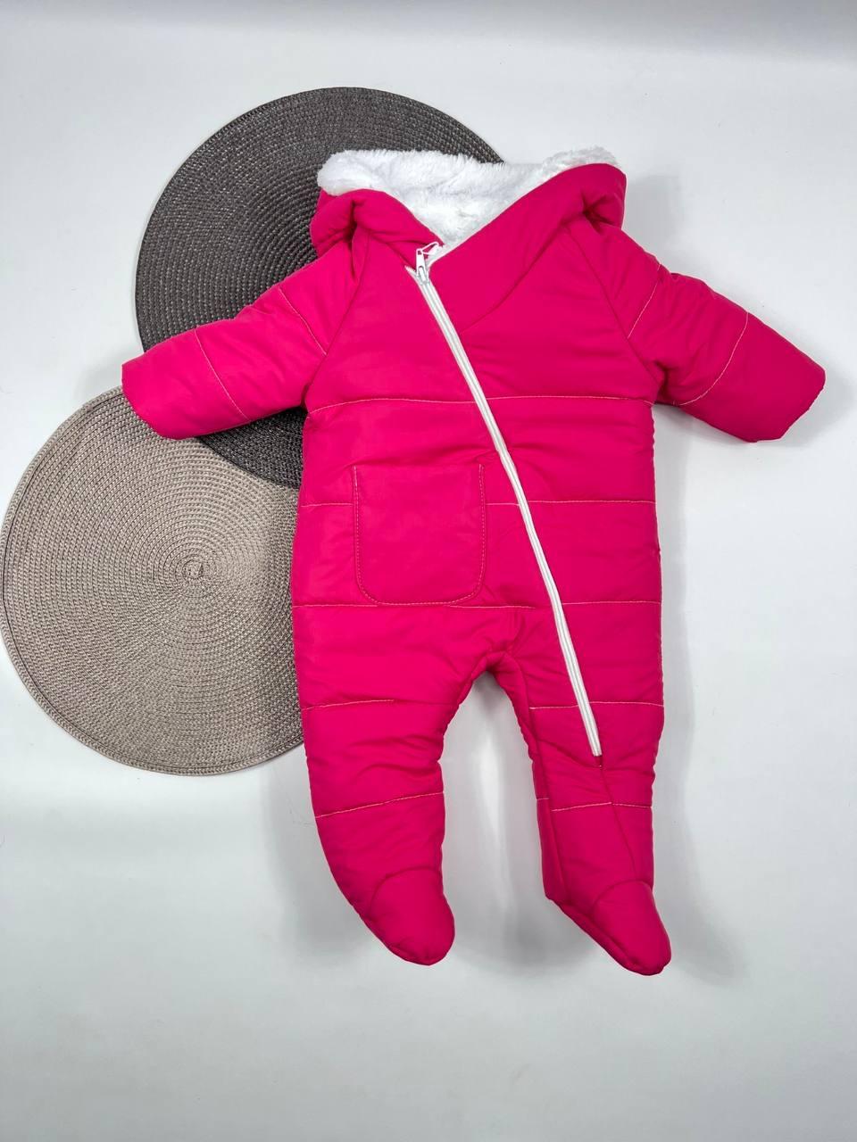 Дитячий демісезонний єврозима комбінезон с капюшоном для новонародженого розмір 62 68  см