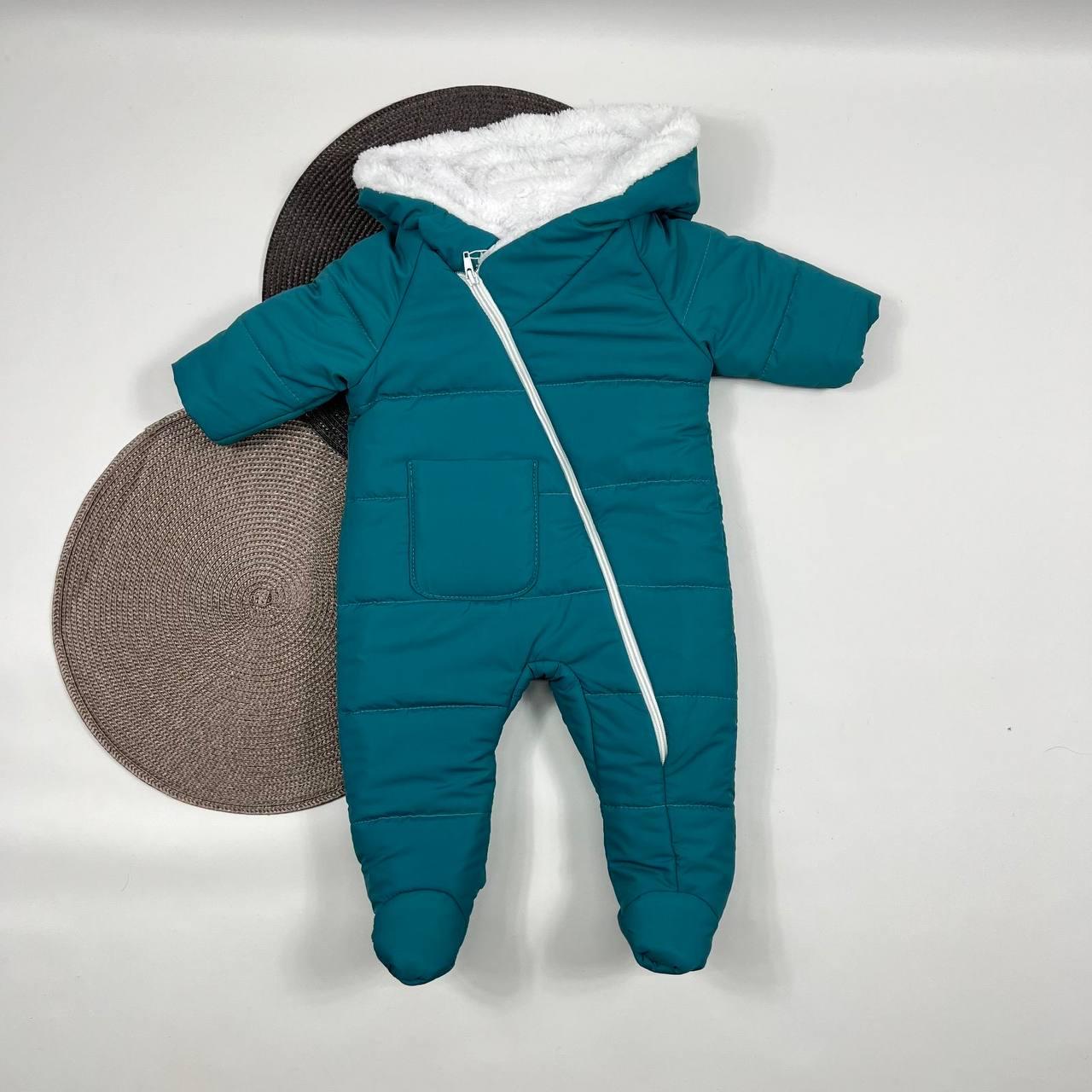 Дитячий демісезонний єврозима комбінезон с капюшоном для новонародженого розмір 62 68  см