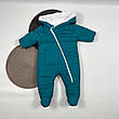 Дитячий демісезонний єврозима комбінезон с капюшоном для новонародженого розмір 62 68 см, фото 6
