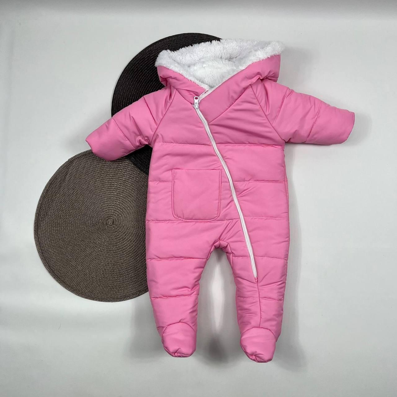 Дитячий демісезонний єврозима комбінезон с капюшоном для новонародженого розмір 62 68  см