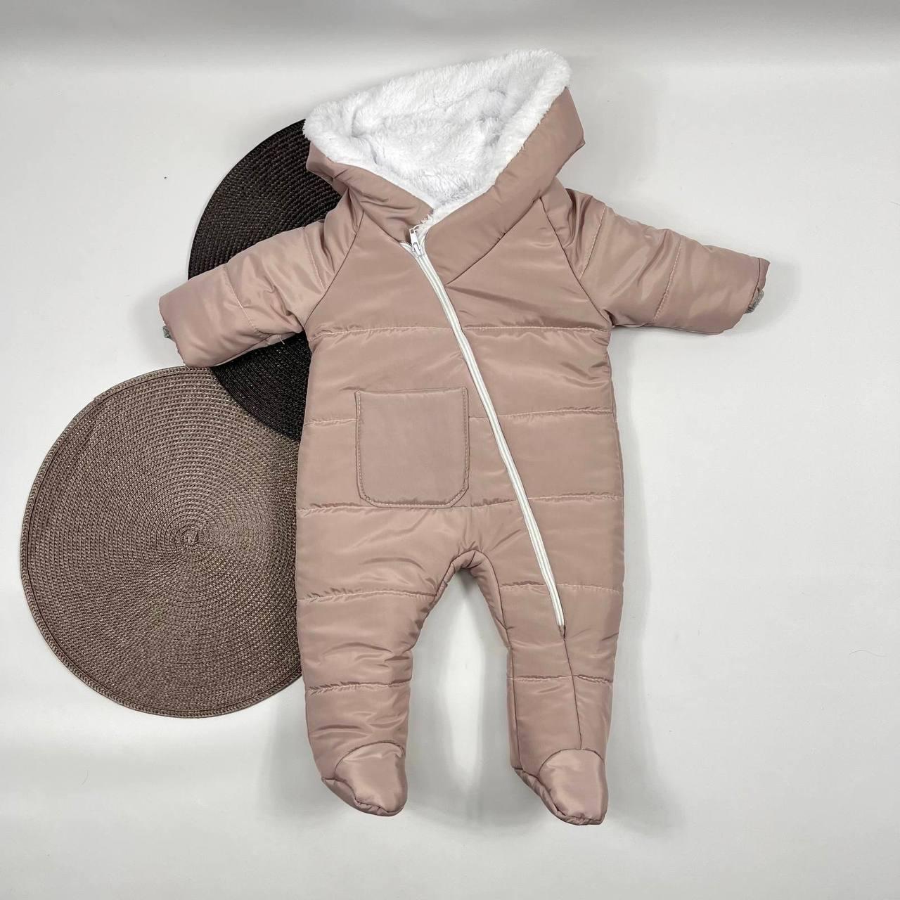 Дитячий демісезонний єврозима комбінезон с капюшоном для новонародженого розмір 62 68  см