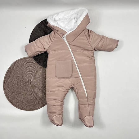 Дитячий демісезонний єврозима комбінезон с капюшоном для новонародженого розмір 62 68 см, фото 1