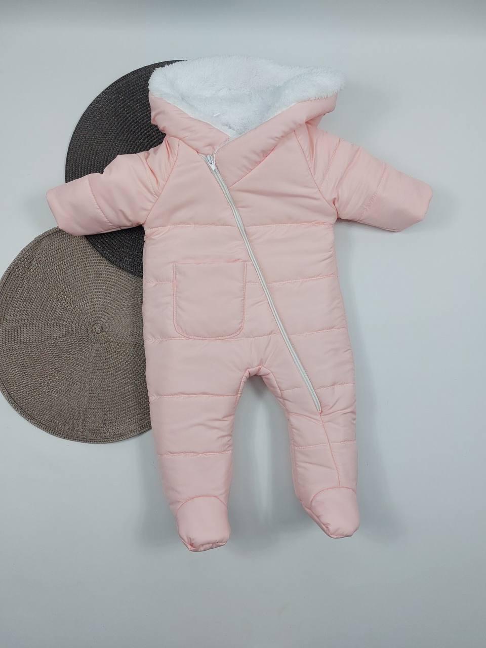 Дитячий демісезонний єврозима комбінезон с капюшоном для новонародженого розмір 62 68  см