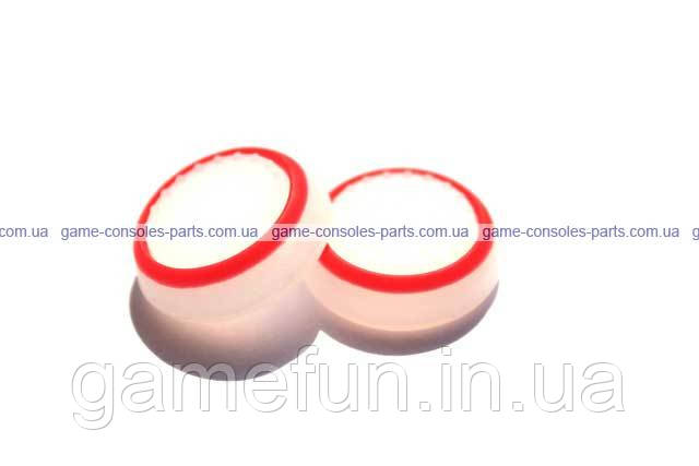 PS4 силіконові накладки на стики dualshock 4 (White-Red) (2шт), фото 1