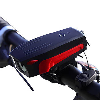 Фара на велосипед 2500 мАг, 300 Лм, 5 режимів сигналу, IP45, потужний велосипедний ліхтар + дзвінок на кермо