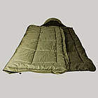 Спальник зимовий тактичний стьобаний від +5 до -20 Спальний мішок-ковдра з флісом 210х85 см Олива, фото 3