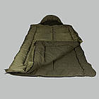 Спальник зимовий тактичний стьобаний від +5 до -20 Спальний мішок-ковдра з флісом 210х85 см Олива, фото 2