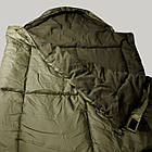 Спальник зимовий тактичний стьобаний від +5 до -20 Спальний мішок-ковдра з флісом 210х85 см Олива, фото 4