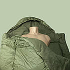 Спальник зимовий тактичний стьобаний від +5 до -20 Спальний мішок-ковдра з флісом 210х85 см Олива, фото 6