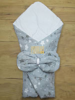 Демисезонный осенний весенний конверт плед на выписку с бантом на весну осень в роддом для мальчика девочки