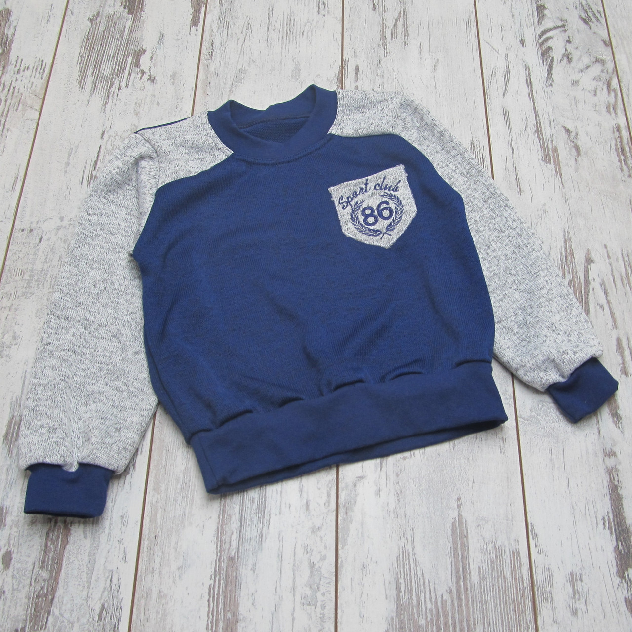 110 3-4 роки теплий трикотажний джемпер світшот для хлопчика 3797 Синій, фото 1