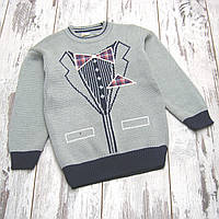116 5-6 років зимовий в'язаний теплий светр для хлопчика 4552 Сірий