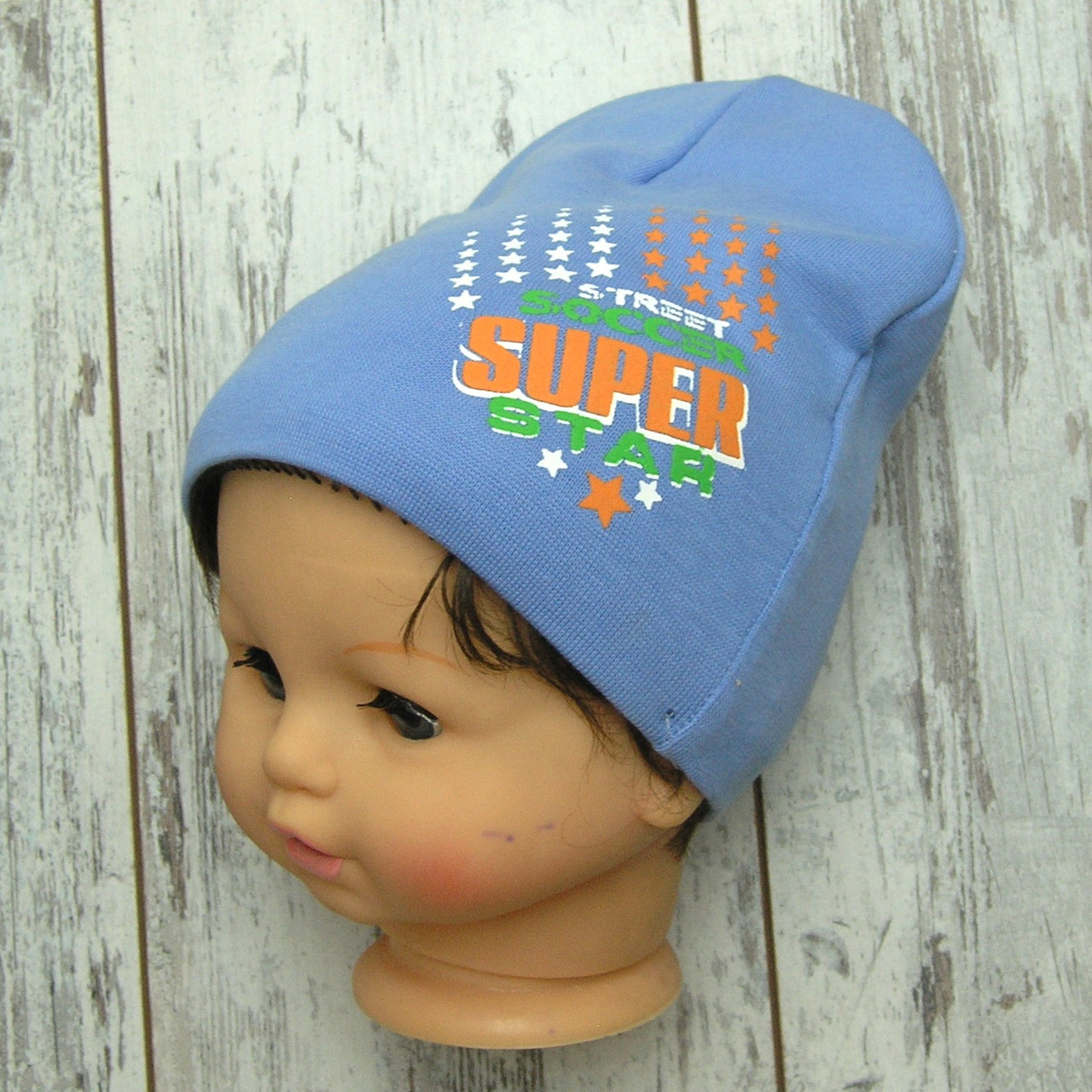 46-50 9 міс-2 роки подвійна трикотажна осіння весняна шапка для малюка хлопчика на весну осінь 3627 ГЛБ, фото 1