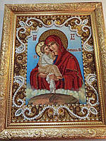 Икона Богородицы Почаевская бисер в рамке